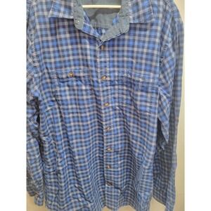 IZOD Men's Blue Plaid Long Sleeve Button Up Shirt LT/GL/LT